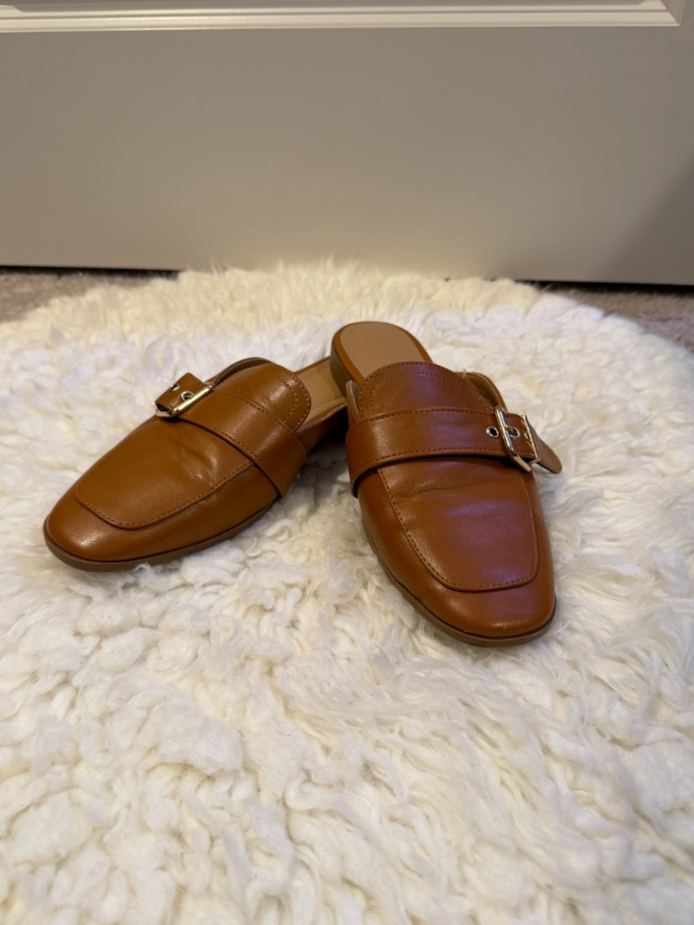 Brown Buckle Slip‑On Loafers
